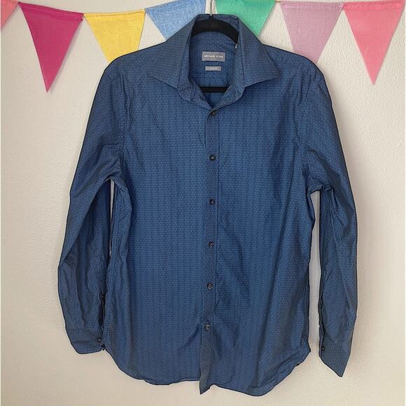 Michael Kors Navy Slim Fit Button Up Dress Shirt | M - Picture 1 of 3